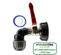 Mypurecore Ibc 2Inch S60X6 Cap With Lever Valve And 20mm Mdpe Elbow And Ptfe Tape Durable Leak Proof Plumbing Solution
