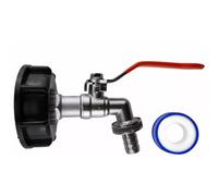 Mypurecore Ibc S60X6 Cap With 3/4 Inch Bsp Thread With Barb Lever Tap And Ptfe Tape