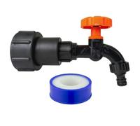 Mypurecore Ibc Tank Outlet Extender 2 Inch S60X6 360 Degree Swivel Adapter With 3/4 Inch Click-Lock Dial Tap (Black) And Ptfe Tape