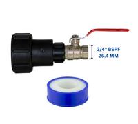Mypurecore Ibc Tank Outlet Extender 2 Inch S60X6 360 Degree Swivel Adapter With 3/4 Inch Lever Valve Tap And Ptfe Tape