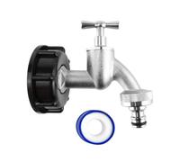 MYPURECORE Ibc Tote S60X6 Cap Kit With Quick Connect Brass Bib Tap Leak Proof End Cap & Hose Connector And Ptfe Tape