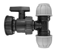 Mypurecore Ibc Water Tank Adapter S60X6 To Mdpe Pipe - Fitting For Irrigation, Water Storage Systems -32mm Tee+Valve