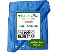 MYPURECORE Large Blue Tarpaulin In Various Sizes Durable, Water, Uv Resistant Tarp Plastic Sheet - Ground Sheet For Versatile Use 4M X 5M