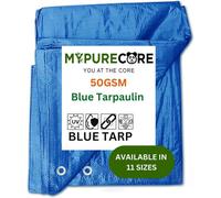 MYPURECORE Large Blue Tarpaulin In Various Sizes Durable, Water, Uv Resistant Tarp Plastic Sheet - Ground Sheet For Versatile Use 4M X 6M