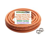 Mypurecore Lpg Gas Hose Pipe 8mm With 2 Clips En16436-1 High Pressure Gas (3M)