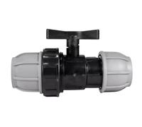 MYPURECORE MDPE Compression Fitting 20-50mm - Straight, Elbow, Tee, Stop End & Valve - BSP Threaded Water Pipe Connector - Leak-Proof Irrigation for Blue Pipe (Valve 25mm x 25mm)