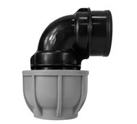 MYPURECORE MDPE Compression Fitting 20-50mm - Straight, Elbow, Tee, Stop End & Valve - BSP Threaded Water Pipe Connector - Leak-Proof Irrigation for Blue Pipe (Elbow 32mm x 1" bspf)