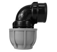 MYPURECORE MDPE Compression Fitting 20-50mm - Straight, Elbow, Tee, Stop End & Valve - BSP Threaded Water Pipe Connector - Leak-Proof Irrigation for Blue Pipe (Elbow 25mm x 1” bspf)