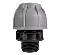 MYPURECORE MDPE Compression Fitting 20-50mm - Straight, Elbow, Tee, Stop End & Valve - BSP Threaded Water Pipe Connector - Leak-Proof Irrigation for Blue Pipe (Straight 50mm x 2" bspm)