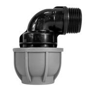 MYPURECORE MDPE Compression Fitting 20-50mm - Straight, Elbow, Tee, Stop End & Valve - BSP Threaded Water Pipe Connector - Leak-Proof Irrigation for Blue Pipe (Elbow 50mm x 2" bspm)