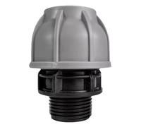 MYPURECORE MDPE Compression Fitting 20-50mm - Straight, Elbow, Tee, Stop End & Valve - BSP Threaded Water Pipe Connector - Leak-Proof Irrigation for Blue Pipe (Straight 50mm x 1.5" bspm)