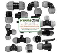 MYPURECORE MDPE Compression Fitting 20-50mm - Straight, Elbow, Tee, Stop End & Valve - BSP Threaded Water Pipe Connector - Leak-Proof Irrigation for Blue Pipe (Stop End 20mm)