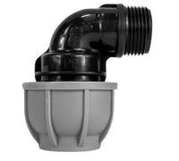 MYPURECORE MDPE Compression Fitting 20-50mm - Straight, Elbow, Tee, Stop End & Valve - BSP Threaded Water Pipe Connector - Leak-Proof Irrigation for Blue Pipe (Elbow 32mm x 1" bspm)