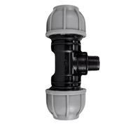 MYPURECORE MDPE Compression Fitting 20-50mm - Straight, Elbow, Tee, Stop End & Valve - BSP Threaded Water Pipe Connector - Leak-Proof Irrigation for Blue Pipe (Tee 32mm x 3/4" bspm)