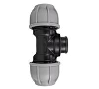 MYPURECORE MDPE Compression Fitting 20-50mm - Straight, Elbow, Tee, Stop End & Valve - BSP Threaded Water Pipe Connector - Leak-Proof Irrigation for Blue Pipe (Tee 25mm x 3/4”bspf)