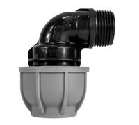 MYPURECORE MDPE Compression Fitting 20-50mm - Straight, Elbow, Tee, Stop End & Valve - BSP Threaded Water Pipe Connector - Leak-Proof Irrigation for Blue Pipe (Elbow 20mm x 3/4" bspm)