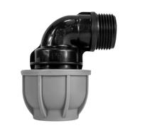 MYPURECORE MDPE Compression Fitting 20-50mm - Straight, Elbow, Tee, Stop End & Valve - BSP Threaded Water Pipe Connector - Leak-Proof Irrigation for Blue Pipe (Elbow 20mm x 1/2” bspm)