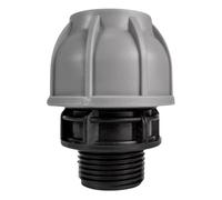 MYPURECORE MDPE Compression Fitting 20-50mm - Straight, Elbow, Tee, Stop End & Valve - BSP Threaded Water Pipe Connector - Leak-Proof Irrigation for Blue Pipe (Straight 32mm x 1" bspm)