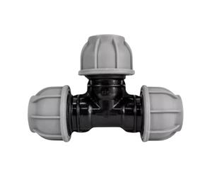 MYPURECORE MDPE Compression Fitting 20-50mm - Straight, Elbow, Tee, Stop End & Valve - BSP Threaded Water Pipe Connector - Leak-Proof Irrigation for Blue Pipe (Tee 25mm)