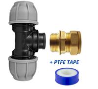 Mypurecore Mdpe Copper Adaptor Tee 25mm To 15mm Compression Ptfe Tape