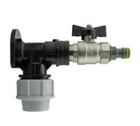 Mypurecore Mdpe Wall Flange Plate Kit 25mm With Bib Valve And Click-Lock -Blue Water Pipe Tap Outlet