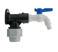 Mypurecore Mdpe Wall Flange Plate Kit 25mm With White Pvc Tap For Blue Water Pipe