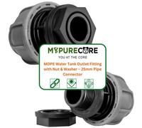 Mypurecore Mdpe Water Tank Outlet Fitting With Nut And Washer - 25mm Pipe Connector