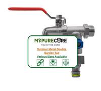 Mypurecore Outdoor Double Garden Tap - Heavy Duty Metal With 1/2Inch Inlet Dual Lever Control And Hose Connector