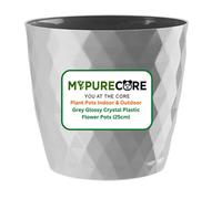 Mypurecore Plant Pots Durable Plastic With Glossy Crystal Surface - Indoor & Outdoor Planter For House Plants, Herbs (Grey-25Cm)
