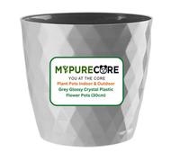 Mypurecore Plant Pots Durable Plastic With Glossy Crystal Surface - Indoor & Outdoor Planter For House Plants, Herbs (Grey-30Cm)