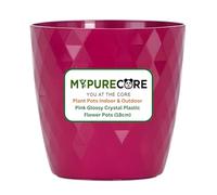 MYPURECORE Plant Pots Indoor 18cm - Stylish Decorative Plastic Flower Pot with Glossy Crystal Surface - Durable Indoor & Outdoor Planter for House Plants, Herbs (Pink, 18 cm)