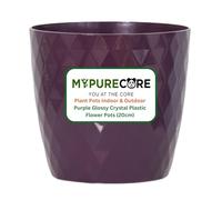 MYPURECORE Plant Pots Indoor 20cm - Stylish Decorative Plastic Flower Pot with Glossy Crystal Surface - Durable Indoor & Outdoor Planter for House Plants, Herbs (Purple, 20 cm)