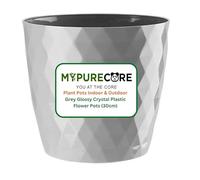 MYPURECORE Plant Pots Indoor 30cm - Stylish Decorative Plastic Flower Pot with Glossy Crystal Surface - Durable Indoor & Outdoor Planter for House Plants, Herbs (Grey, 30 cm)
