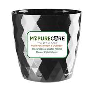 MYPURECORE Plant Pots Indoor 30cm - Stylish Decorative Plastic Flower Pot with Glossy Crystal Surface - Durable Indoor & Outdoor Planter for House Plants, Herbs (Black, 30 cm)