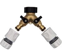 MYPURECORE Premium Dual Tap Brass Connector Set With 2 Premium Hose End Connectors-Hozelock Compatible Durable 2 Way Brass Connector Splitter