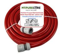 Mypurecore Red 10mm 3/8In Hot Water Hose Pipe Heat-Resistant Drinking Water Hose With Connectors - For Caravan, Boat & Garden (3M)
