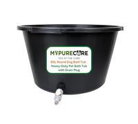 MYPURECORE Round Dog Bath Tub with Drain Plug - Heavy Duty Pet Bath Pool for Small, Medium & Large Dogs, Durable Plastic Dog Washing Tub for Indoor & Outdoor Use (45L / 65L / 90L) (90L)
