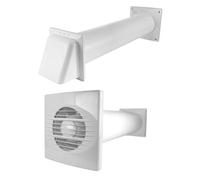 MYPURECORE Through Wall Ventilation Kit - 100mm Bathroom Extractor Fan with 50cm Duct Pipe & External Louvre Vent - Quiet, IPX4 Rated Fan - Home & Commercial Use - Bathroom, Toilet, Kitchen (White)