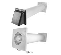 MYPURECORE Through Wall Ventilation Kit - 100mm Bathroom Extractor Fan with Pull-Cord, 50cm Duct Pipe & Louvre Vent - Quiet, IPX4 - Home & Commercial Use - Ideal for Bathroom, Toilet, Kitchen (Grey)