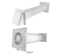 MYPURECORE Through Wall Ventilation Kit - 100mm Bathroom Extractor Fan with Pull-Cord, 50cm Duct Pipe & Louvre Vent - Quiet, IPX4 - Home & Commercial Use - Ideal for Bathroom, Toilet, Kitchen (White)