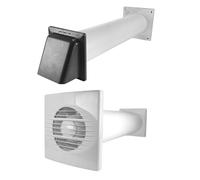 MYPURECORE Through Wall Ventilation Kit - 100mm Bathroom Extractor Fan with Timer & Humidistat - 50cm PVC Duct & External Louvre Vent - Ideal for Bathroom, Toilet, Kitchen, Home & Office (Grey)