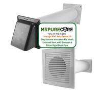 Mypurecore Through Wall Ventilation Kit - Louvre Vent With Fly Mesh, 50Cm Rigid Duct & External Vent Cover With Damper (Grey)