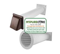 Mypurecore Through Wall Ventilation Kit - Round Louvre Vent With Fly Mesh, 50Cm Rigid Duct And Hooded Cover With Damper (Brown)