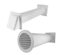 MYPURECORE Through Wall Ventilation Kit - Round Louvre Vent with Fly Mesh, 50cm Rigid Duct Pipe & White External Hooded Cover with Damper - Wall Air Vent for Bathroom, Kitchen, Home Use (White)