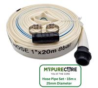 Mypurecore Ultimate Heavy Duty Discharge Hose Pipe Set 15M X 25mm Diameter Complete With 2 Clips Joiner Coupler And Pond Connector