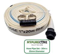 Mypurecore Ultimate Heavy Duty Discharge Hose Pipe Set 30M X 25mm Diameter Complete With 2 Clips Joiner Coupler And Pond Connector