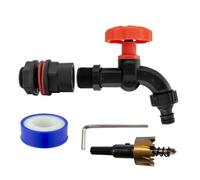 Mypurecore Water Butt Adapter Kit - Tanks And Garden Water Systems - Plastic Dial Tap (Black) With Drill Bit And Ptfe Tape