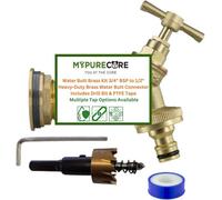 Mypurecore Water Butt Brass Kit 3/4" Bsp To 1/2" Brass Tank Connector With Drill +Ptfe Tape (Quick Connect Outlet)