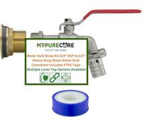 Mypurecore Water Butt Brass Kit 3/4Inch Bsp To 1/2Inch Lever Tap (Barbed Outlet )