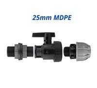 Mypurecore Water Butt Connector 3/4Inch Bsp With Full Flow Pp Valve Mdpe Fitting 25mm